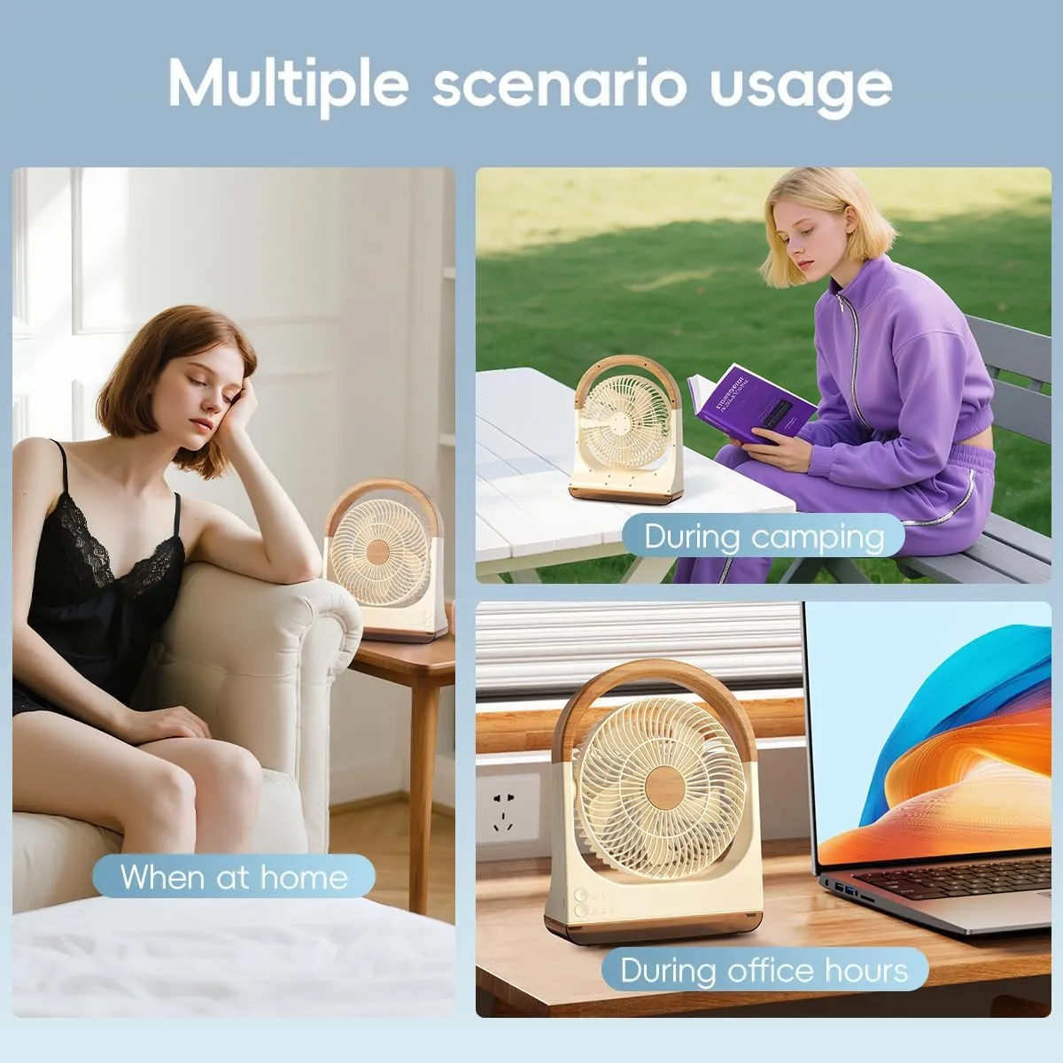 USB Desk Fan with Timer - 8 Inch Small Portable Table Desktop Fans with Strong Wind Ultra Quiet 3 Speeds and 180Tilt Folding,Mini Personal Cooling Essentials For Office Home Bedroom Dorm Kitchen