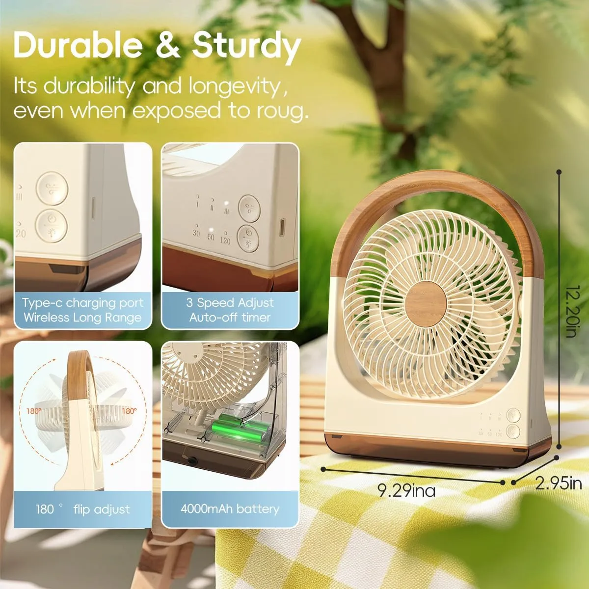 USB Desk Fan with Timer - 8 Inch Small Portable Table Desktop Fans with Strong Wind Ultra Quiet 3 Speeds and 180Tilt Folding,Mini Personal Cooling Essentials For Office Home Bedroom Dorm Kitchen