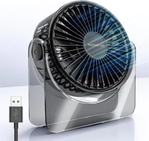 USB Desk Fan,6Inch Portable Table Fan,3 Speeds Quiet Powerful Cooling,Personal Mini Small Fan for Desk Bedroom Office Table Travel,Gifts for Women Men,Black,Adjustable Tilt USB desktop fan for workspace