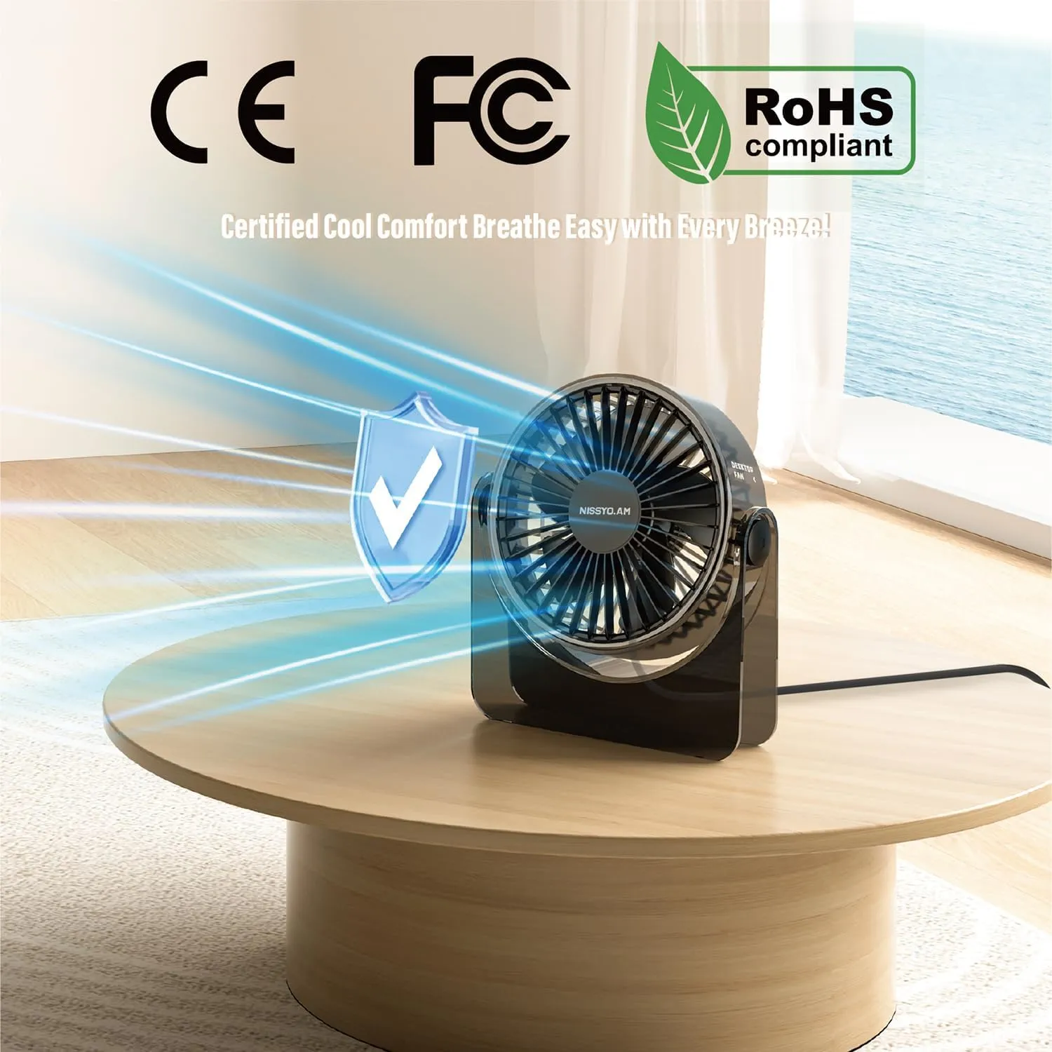 USB Desk Fan,6Inch Portable Table Fan,3 Speeds Quiet Powerful Cooling,Personal Mini Small Fan for Desk Bedroom Office Table Travel,Gifts for Women Men,Black,Adjustable Tilt