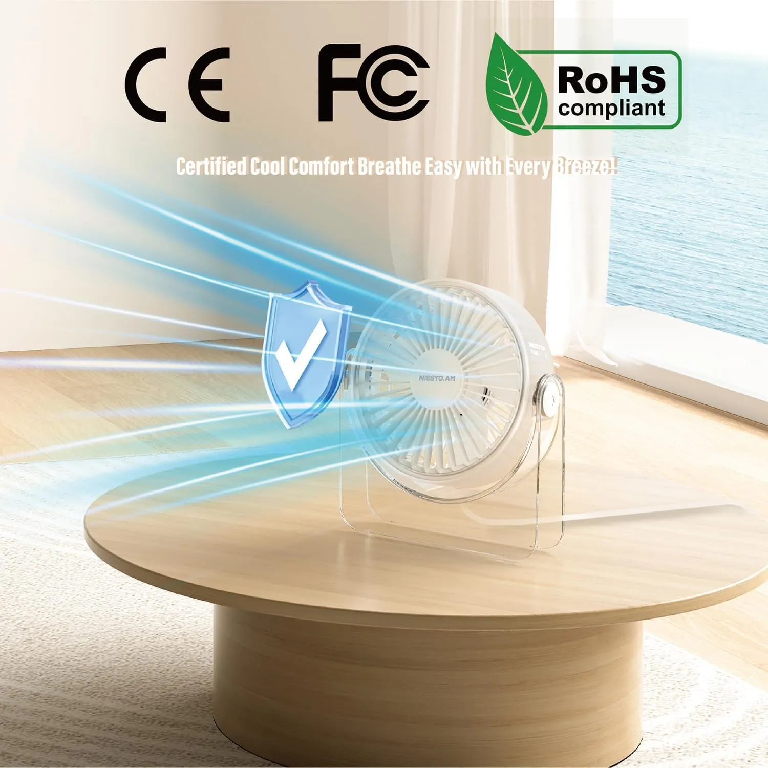 USB Desk Fan,6Inch Portable Table Fan,3 Speeds Quiet Powerful Cooling,Personal Mini Small Fan for Desk Bedroom Office Table Travel,Gifts for Women Men,White,Adjustable Tilt