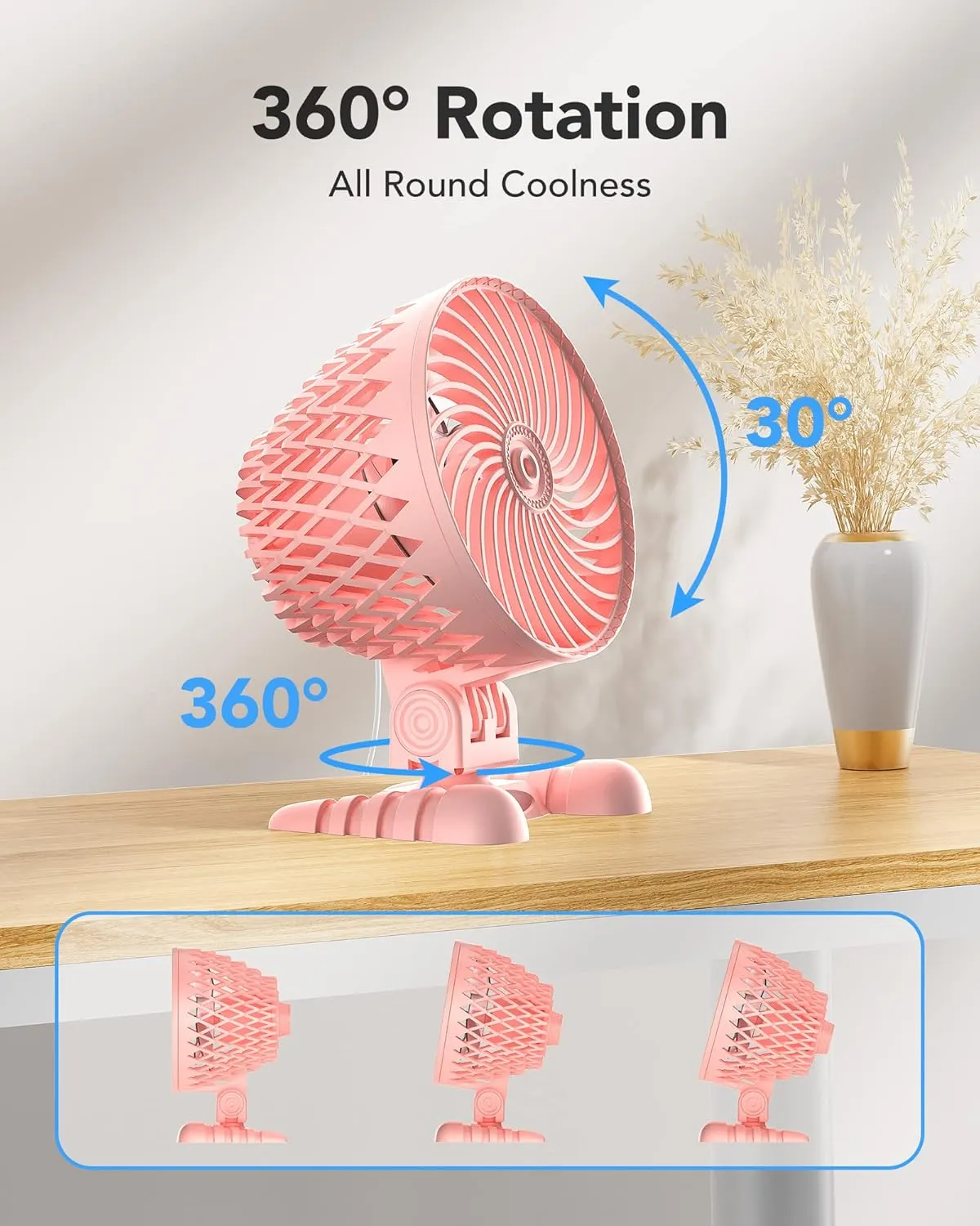 USB Desktop Small Fan, Stepless Speed Adjustment with Multiple Speed Levels, Portable Plug-in Personal Mini Fan,Quiet Powerful Airflow,Suitable for Office Home Dormitory Bedroom, 4.9 Feet Long Cable