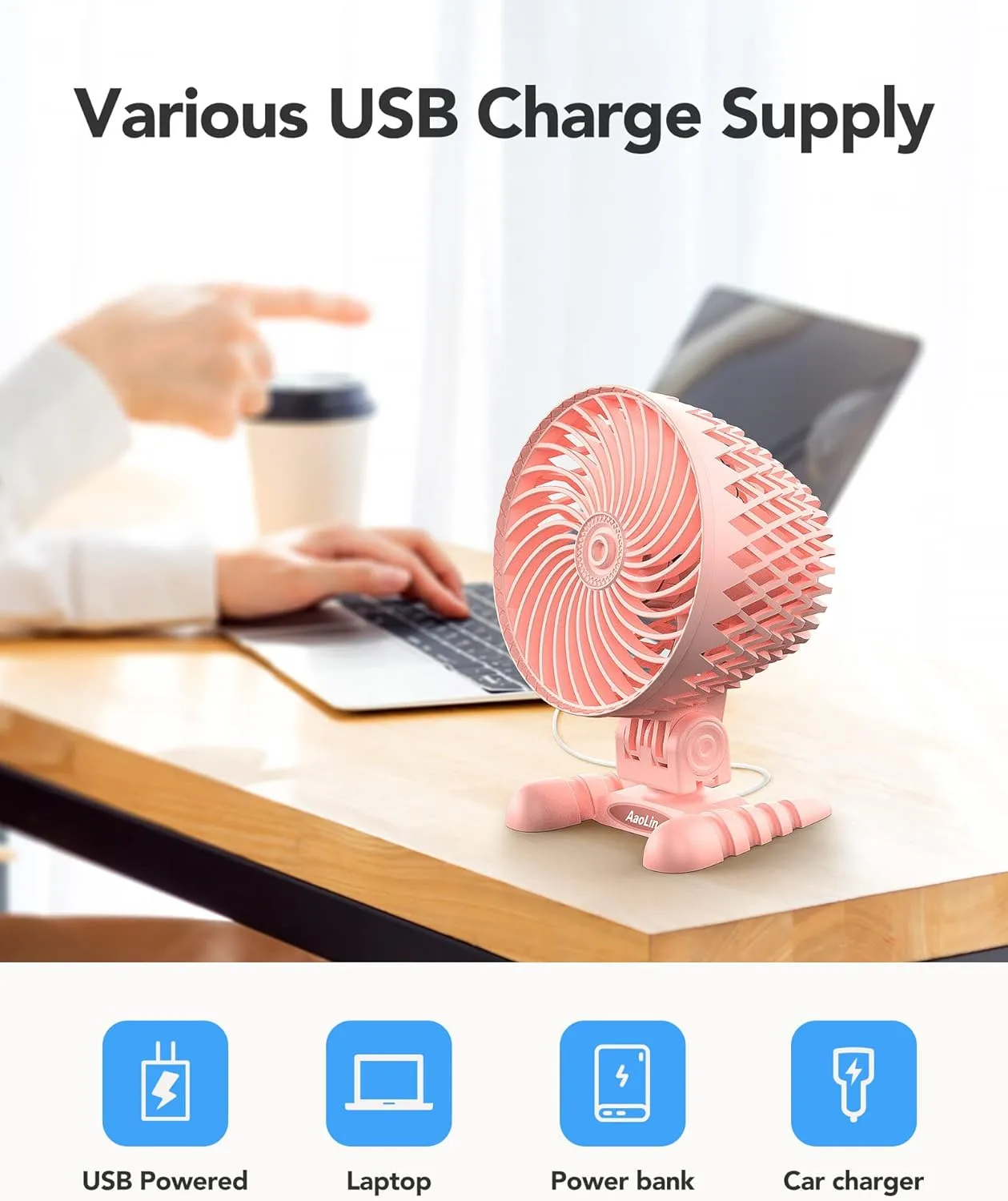 USB Desktop Small Fan, Stepless Speed Adjustment with Multiple Speed Levels, Portable Plug-in Personal Mini Fan,Quiet Powerful Airflow,Suitable for Office Home Dormitory Bedroom, 4.9 Feet Long Cable
