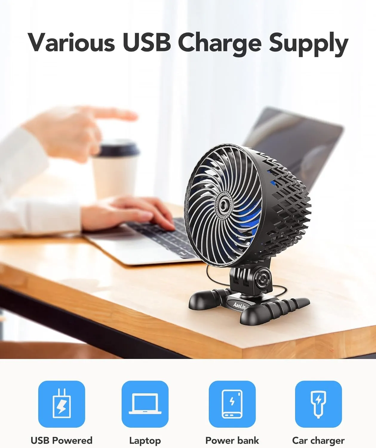 USB Desktop Small Fan, Stepless Speed Adjustment with Multiple Speed Levels, Portable Plug-in Personal Mini Fan,Quiet Powerful Airflow,Suitable for Office Home Dormitory Bedroom, 4.9 Feet Long Cable