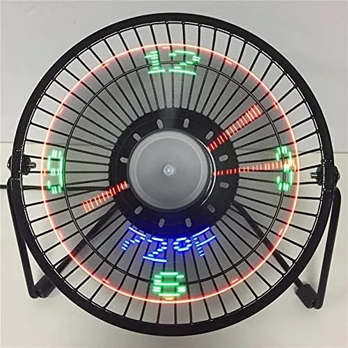 USB LED Clock Mini Fan with Real Time Temperature Display Desktop 360 Cooling Fans for Home Office Summer USB desktop fan for workspace