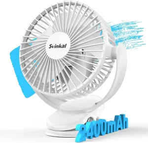 usb Personal Clip on Fan 2400mAh Battery Operated 6in, Type C, 3 Speed, 720 adjustment, Small Portable Fan for Table, Bedroom, Desk, dormitory, Camping, Stroller, Golf Cart Waist-mounted portable fan for outdoor use