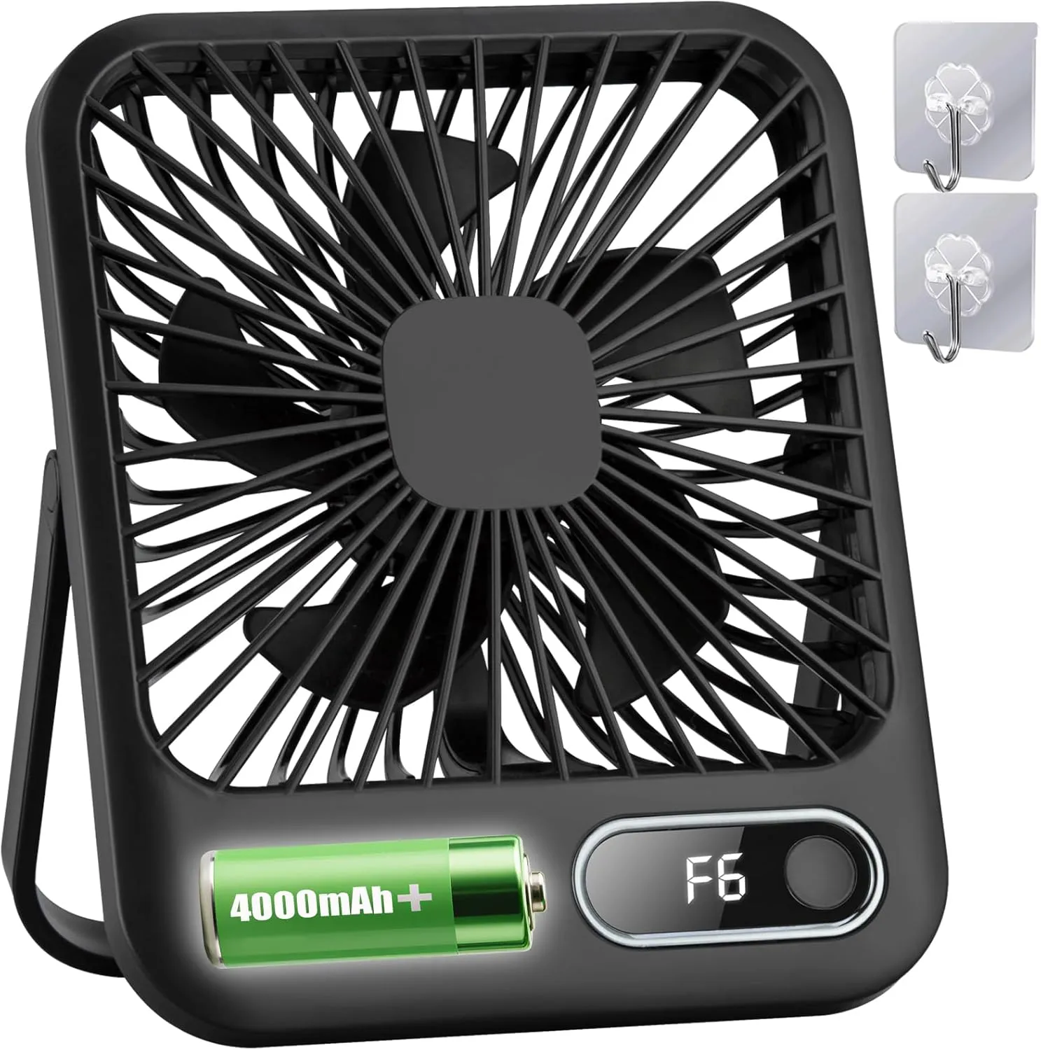 USB Rechargeable Desk Fan Portable Travel Fan with 4000mAh Battery 6.5" Personal Fan 180Foldable 6 Speeds 6-Hour Timer & Digital DisplayIdeal Gifts for Office Home Camping USB desktop fan for workspace