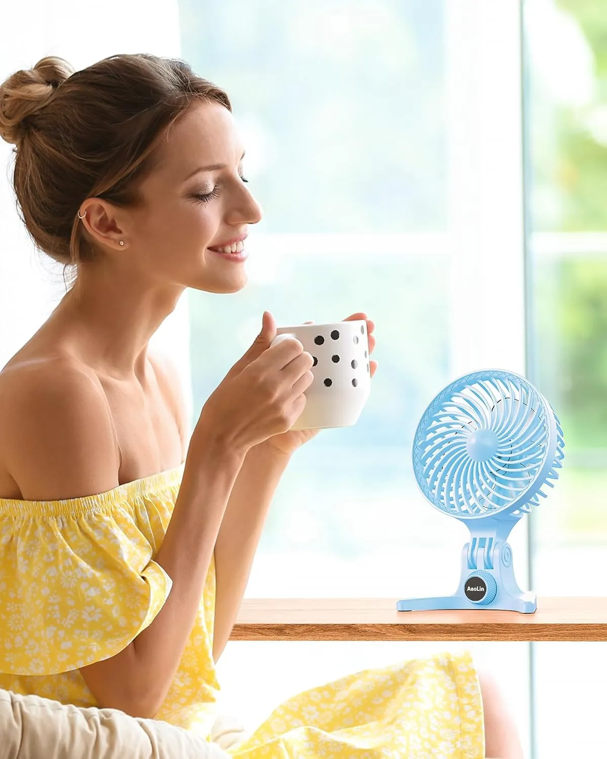 USB Small Fan, Desk Fans with CVT Variable Speeds, Strong Cooling Airflow, Quiet Portable, Desktop Mini Personal Fan for Room, Home,Office, Bedroom-USB Powered (Blue)