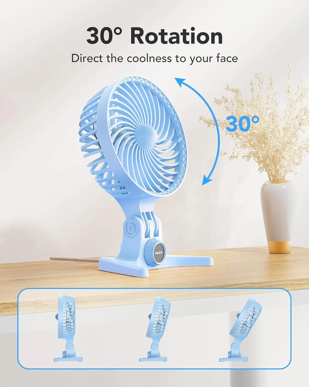 USB Small Fan, Desk Fans with CVT Variable Speeds, Strong Cooling Airflow, Quiet Portable, Desktop Mini Personal Fan for Room, Home,Office, Bedroom-USB Powered (Blue)