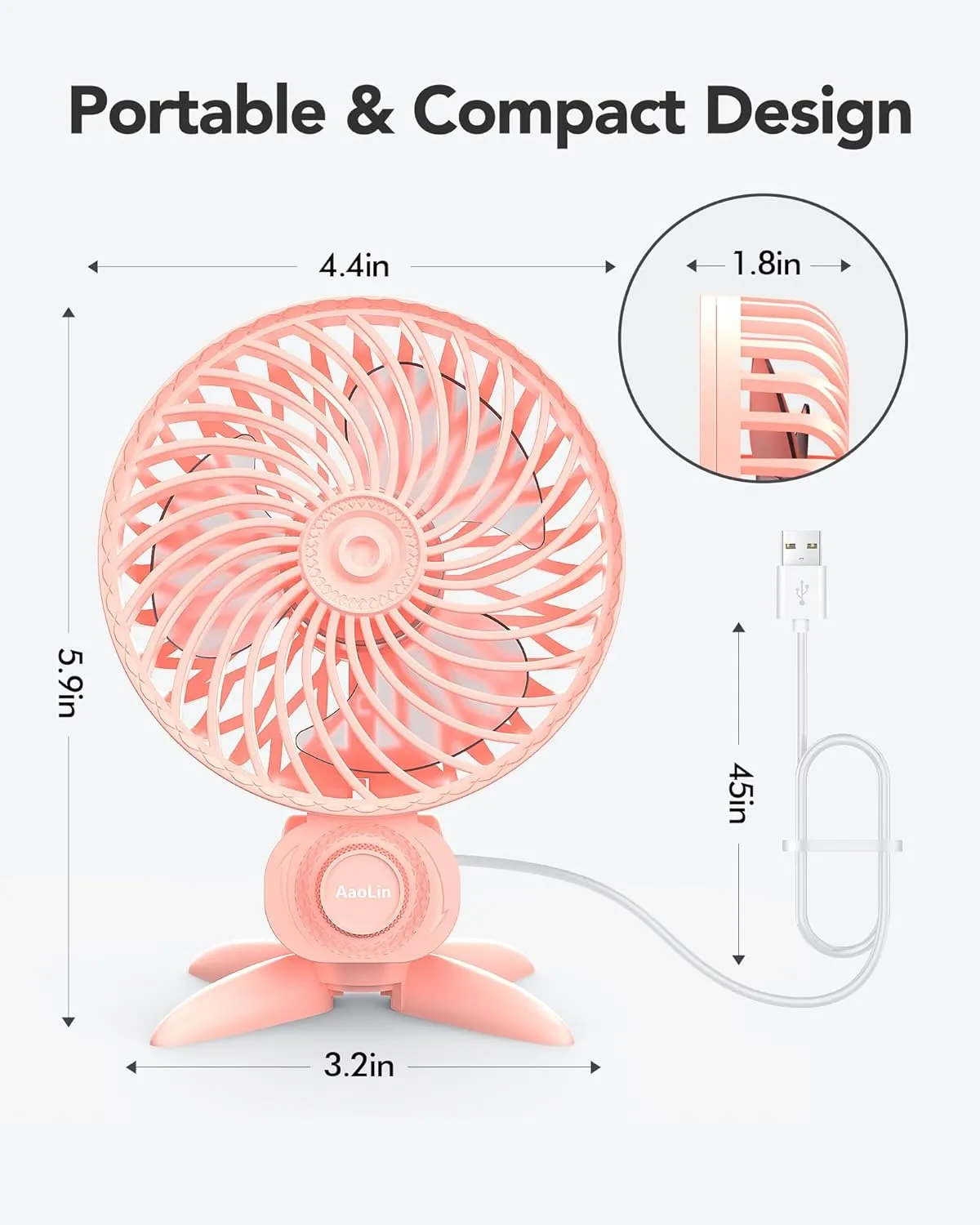 USB Small Fan, Desk Fans with CVT Variable Speeds, Strong Cooling Airflow, Quiet Portable, Desktop Mini Personal Fan for Room, Home,Office, Bedroom-USB Powered