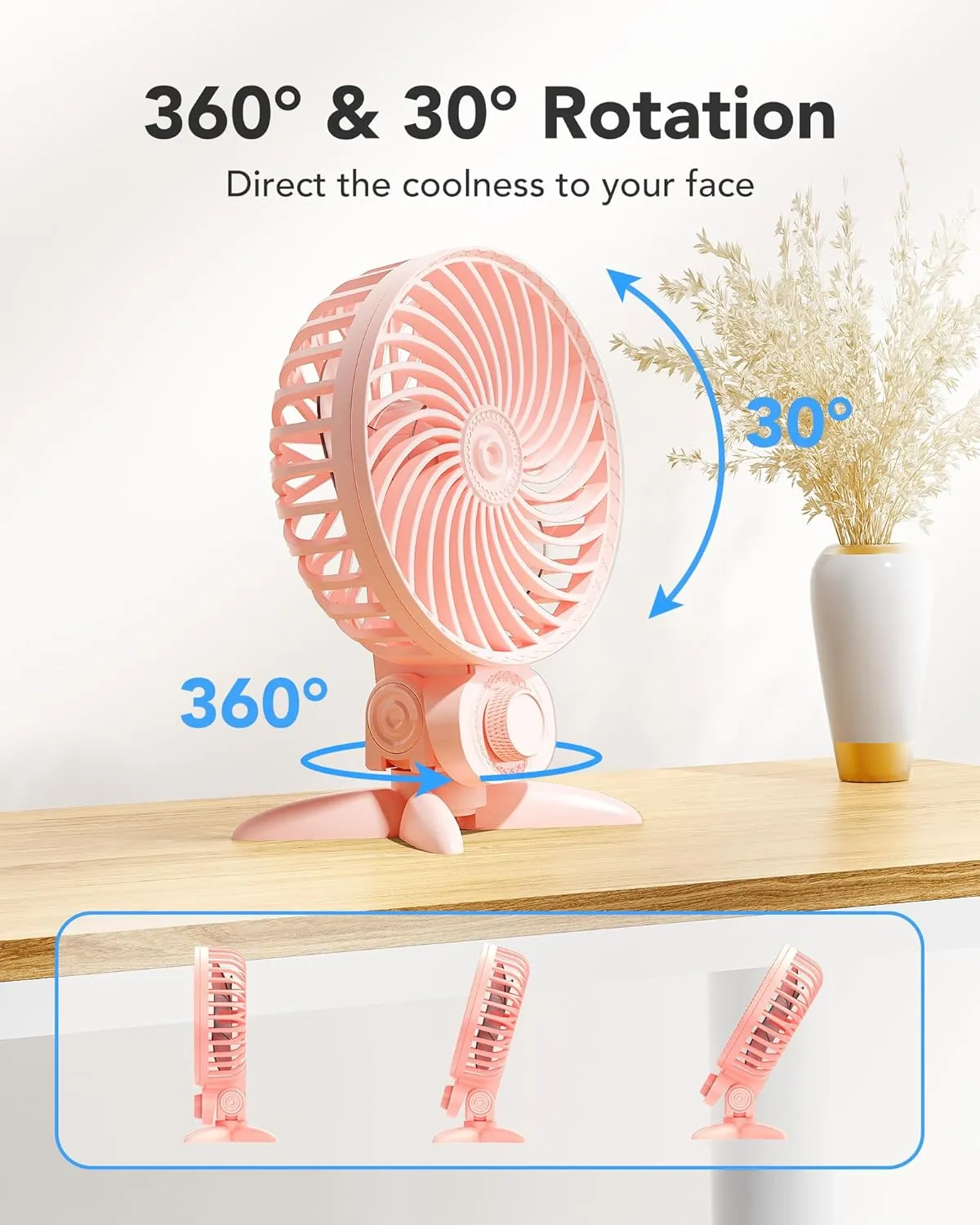 USB Small Fan, Desk Fans with CVT Variable Speeds, Strong Cooling Airflow, Quiet Portable, Desktop Mini Personal Fan for Room, Home,Office, Bedroom-USB Powered