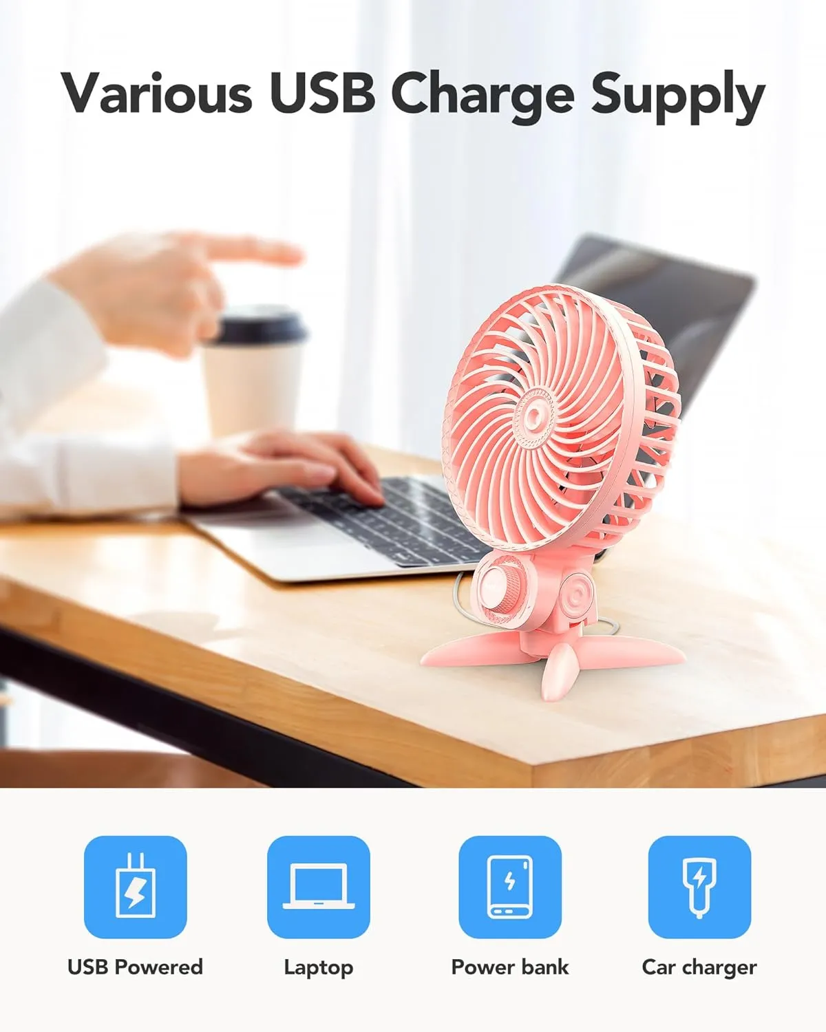 USB Small Fan, Desk Fans with CVT Variable Speeds, Strong Cooling Airflow, Quiet Portable, Desktop Mini Personal Fan for Room, Home,Office, Bedroom-USB Powered