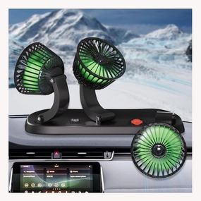 USB Car Fan - Portable 3-Head USB Desk Cooling Fan with 2 Wind Speed, 360 Rotation USB Powered for Car Dashboard Sedan SUV RV Boat Truck Cruise Home Office Use Solar-powered car fan for ventilation