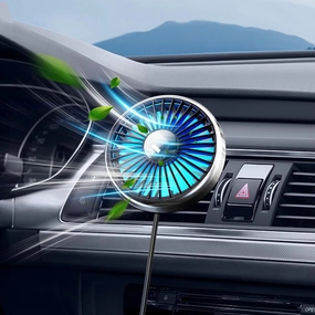USB Car Vent Fan to Boost Cold Air in the Vehicle SUV Van RV Pickup Truck, Powerful 3 Speed Portable Car Cooling Clip Fan With Colorful Light Quiet Brushless Motor 360 Rotation Solar-powered car fan for ventilation