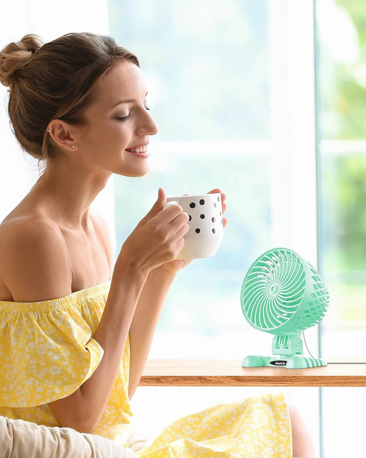 USB Desk Fan, Table Fan with CVT Variable Speeds, Quiet Portable, Desktop Mini Personal Fan for Room, Home, Office Green