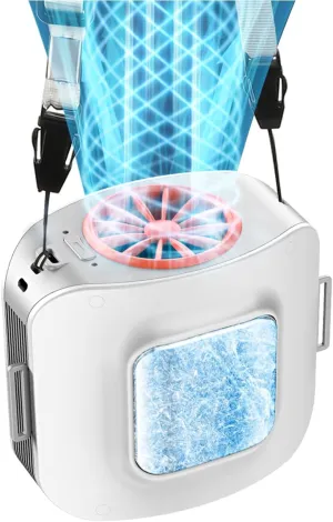Vangue 10000mAh Portable Waist Fan with 2 Detachable Straps and Cooling Plate, Rechargeable 13500RPM Personal Fan, Hands-Free Wearable Mini Neck & Body for Outdoor, Construction, Farm Work Waist-mounted portable fan for outdoor use