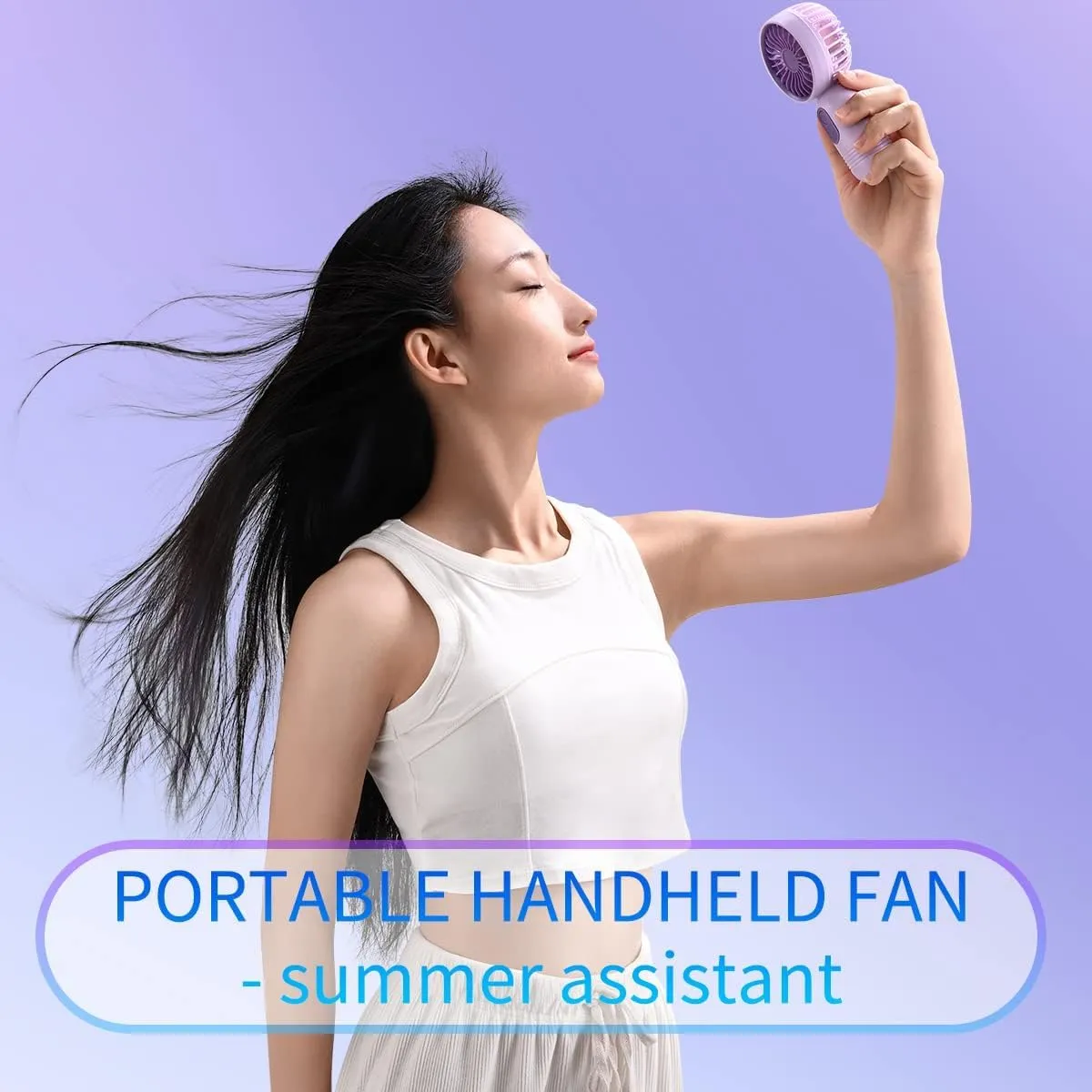 VanSmaGo 3 PCS Portable Handheld Mini Fans, USB Rechargeable Personal Fan for Travel, 3 Speeds Rechargeable Battery Operated Eyelash Fan, Blue,Pink,Purple