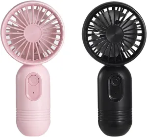 VanSmaGo [Portable Mini 2-pack Handheld Personal Small Fan with 3-speed for Travel, USB Rechargeable Battery Operated Eyelash Fan, Black&Pink Mini handheld fan for personal cooling
