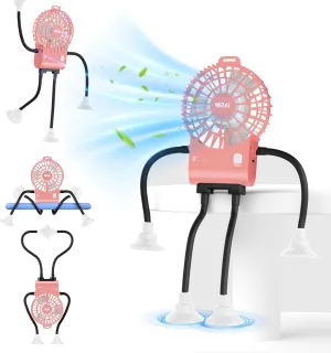 VARAl Freestyle Small Robot Fan, Fun Desk Fan with Suckers, Rechargeable Portable Fan and Phone Stand 2 in 1 for Offce, Travel and Cars USB desktop fan for workspace
