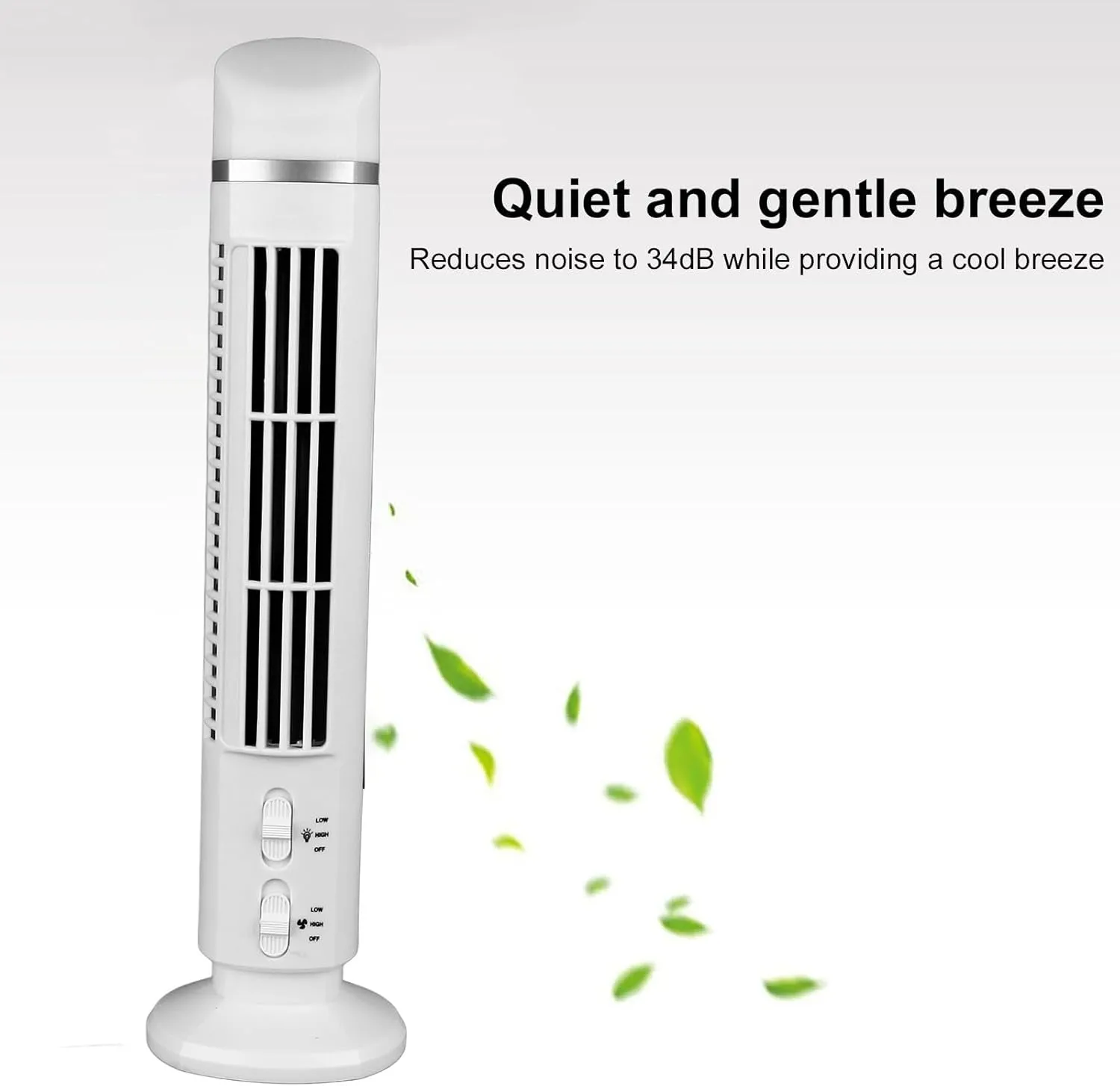 VBESTLIFE Bladeless Tower Fan, 90 Degree Oscillation, Mini Vertical Fan with Light, Cooler and Conditioning for Room (White)