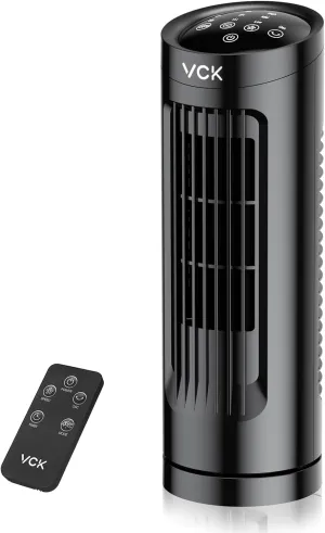 VCK 13'' Tower Fan for Bedroom,27ft/s Velocity Quiet Floor Fan,90 Bladeless Fan for Indoors with 3 Speeds,3 Modes,Oscillating Fans for Indoors,Portable Desk Table Fans for Room, Home,Office Small bladeless fan for quiet cooling