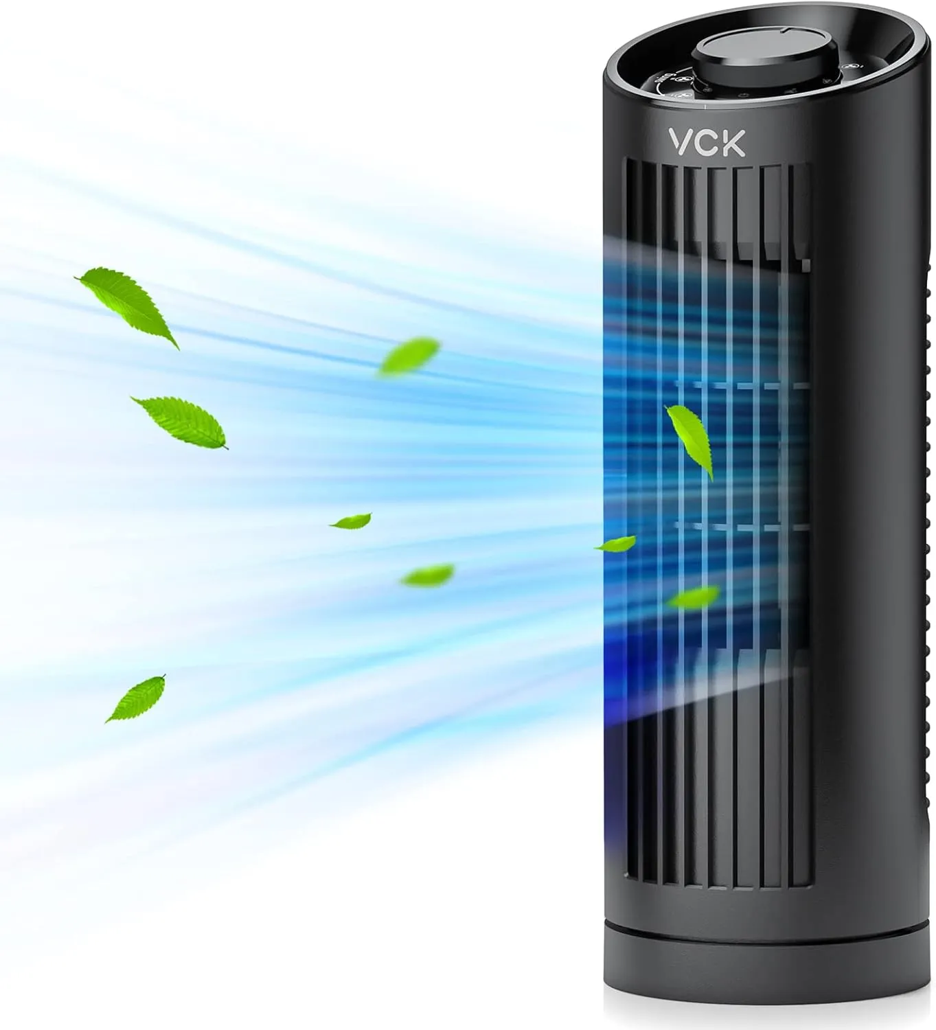 VCK Tower Fan, 13 Inch Oscillating Fan with 3 Speeds, 80 Oscillation Desk Table Fan, Quiet Cooling, Personal Small Bladeless Fan for Bedroom Home Office Desktop Desktop fan with humidification feature
