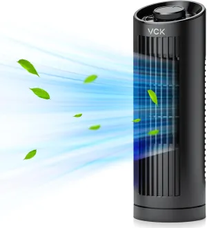 VCK Tower Fan, 13 Inch Oscillating Fan with 3 Speeds, 80 Oscillation Desk Table Fan, Quiet Cooling, Personal Small Bladeless Fan for Bedroom Home Office Desktop Desktop fan with humidification feature