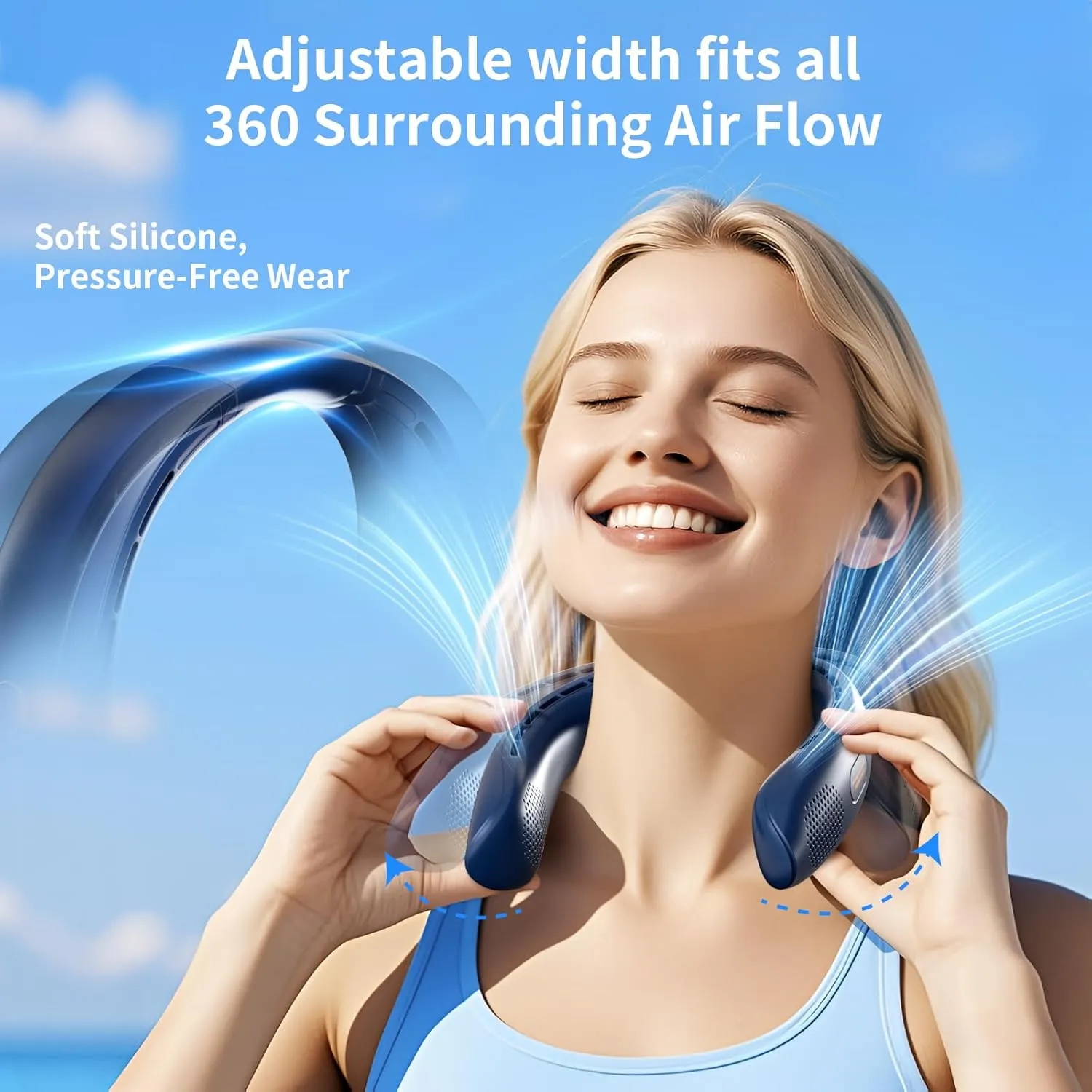 VEKK Neck Fan, Portable Bladeless Fan, 6000mAh Battery USB Rechargeable, LED Display, 360 Cooling Wearable Personal Fan, 3 Speeds, Quiet, Hands Free Neck Fans for Travel, Outdoor, Camping