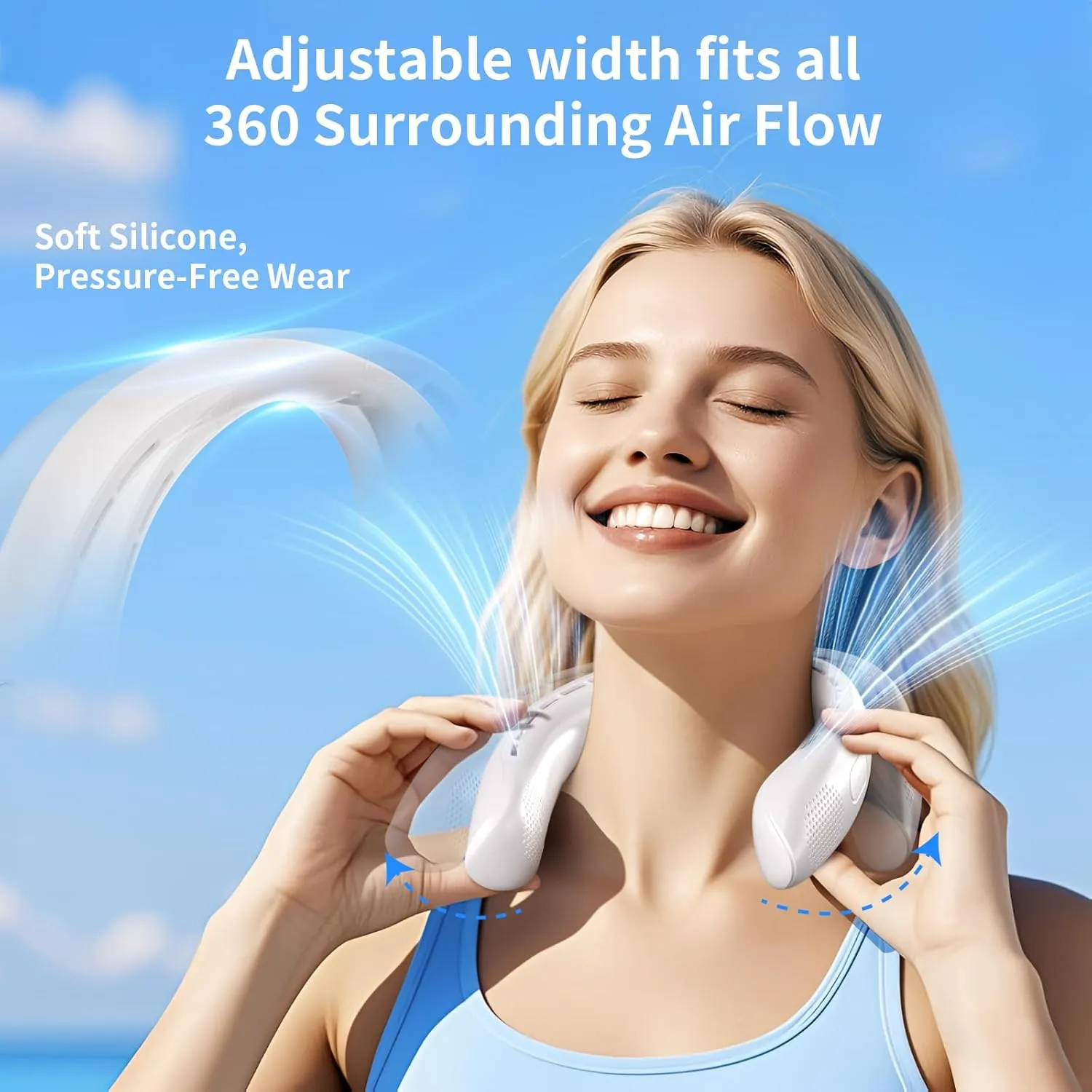 VEKK Neck Fan, Portable Bladeless Fan, 6000mAh Battery USB Rechargeable, LED Display, 360 Cooling Wearable Personal Fan, 3 Speeds, Quiet, Hands Free Neck Fans for Travel, Outdoor, Camping