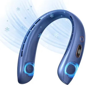 VEKK Neck Fan, Portable Bladeless Fan, 6000mAh Battery USB Rechargeable, LED Display, 360 Cooling Wearable Personal Fan, 3 Speeds, Quiet, Hands Free Neck Fans for Travel, Outdoor, Camping Neck fan for hands-free comfort