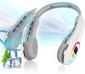 VEKK Portable Neck Fan 360 Wind Direction Adjustment Bladeless Neck Fan, 6000 mAh Battery Operated Wearable Personal Fan, Flexible Cooling Fan for Outdoor & Indoor Activities and Travel Neck fan for hands-free comfort