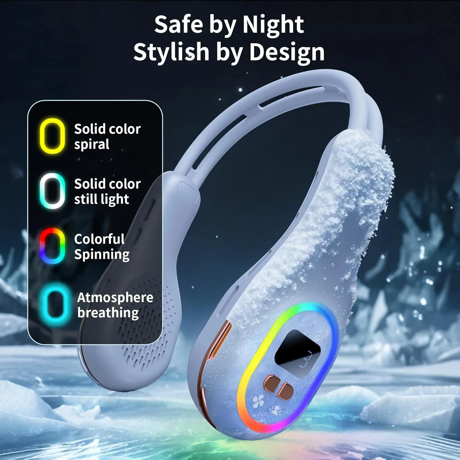 VEKK Portable Neck Fan 360 Wind Direction Adjustment Bladeless Neck Fan, 6000 mAh Battery Operated Wearable Personal Fan, Flexible Cooling Fan for Outdoor & Indoor Activities and Travel