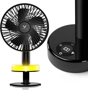 VENTY Portable Clip Fan - Rechargeable 10-Hour Battery Portable Fan - 360 Rotation & 90 Tilt - Stroller, Desk or Bedside - Aromatherapy & LED Light - USB-C Rechargeable Clip On 360-degree rotating fan for home use