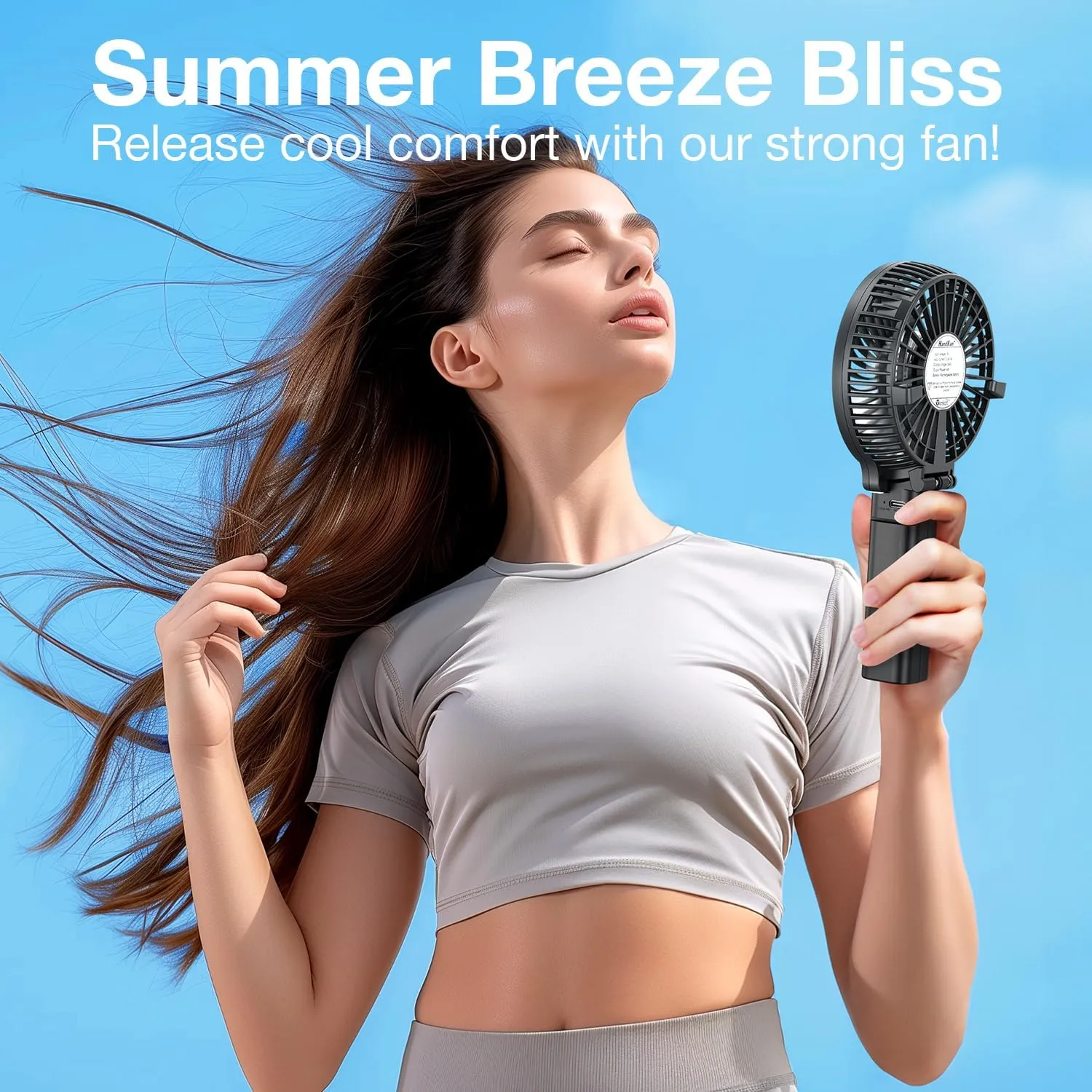 VersionTECH. Portable Handheld Fan, Powerful Durable 4000mAh 180 Foldable, Mini Table Fans with USB Rechargeable Battery Operated Cooling Accessories for Personal Use, Travel, Office Black