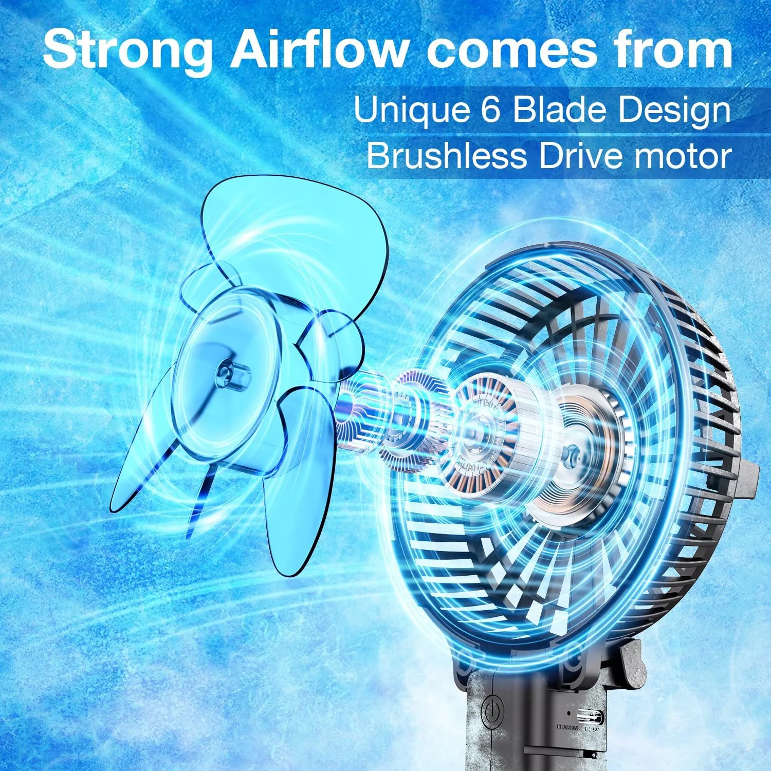 VersionTECH. Portable Handheld Fan, Powerful Durable 4000mAh 180 Foldable, Mini Table Fans with USB Rechargeable Battery Operated Cooling Accessories for Personal Use, Travel, Office Black