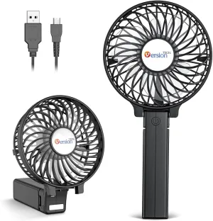 VersionTECH. Portable Handheld Fan, Powerful Durable 4000mAh 180 Foldable, Mini Table Fans with USB Rechargeable Battery Operated Cooling Accessories for Personal Use, Travel, Office Black Mini handheld fan for personal cooling