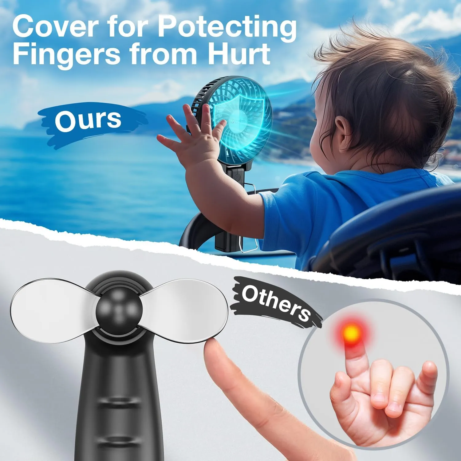 VersionTECH. Portable Handheld Fan, Powerful Durable 4000mAh 180 Foldable, Mini Table Fans with USB Rechargeable Battery Operated Cooling Accessories for Personal Use, Travel, Office Black