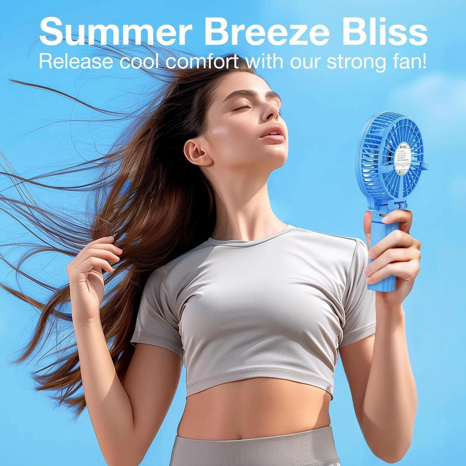 VersionTECH. Portable Handheld Fan, Powerful Durable 4000mAh 180 Foldable, Mini Table Fans with USB Rechargeable Battery Operated Cooling Accessories for Personal Use, Travel, Office Blue