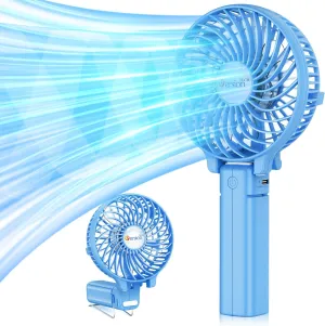 VersionTECH. Portable Handheld Fan, Powerful Durable 4000mAh 180 Foldable, Mini Table Fans with USB Rechargeable Battery Operated Cooling Accessories for Personal Use, Travel, Office Blue Mini handheld fan for personal cooling