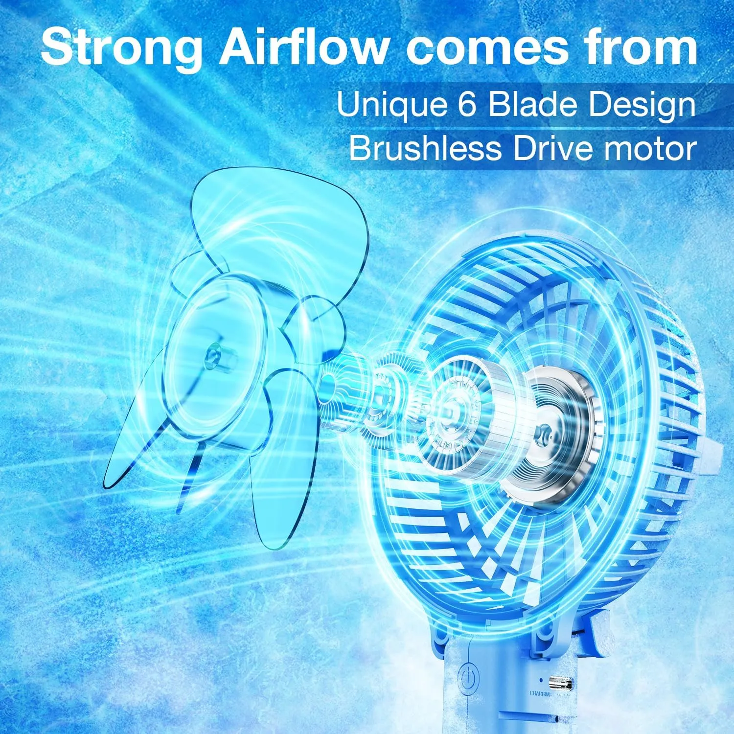 VersionTECH. Portable Handheld Fan, Powerful Durable 4000mAh 180 Foldable, Mini Table Fans with USB Rechargeable Battery Operated Cooling Accessories for Personal Use, Travel, Office Blue