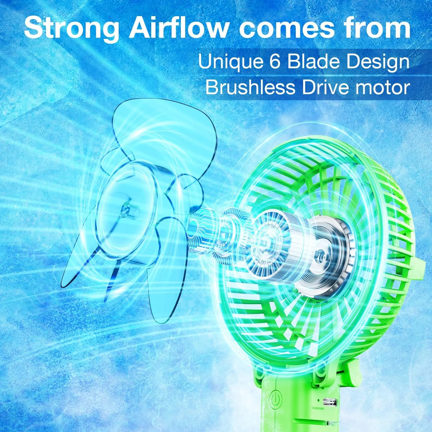 VersionTECH. Portable Handheld Fan, Powerful Durable 4000mAh 180 Foldable, Mini Table Fans with USB Rechargeable Battery Operated Cooling Accessories for Personal Use, Travel, Office Green