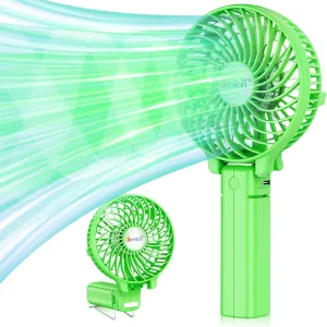 VersionTECH. Portable Handheld Fan, Powerful Durable 4000mAh 180 Foldable, Mini Table Fans with USB Rechargeable Battery Operated Cooling Accessories for Personal Use, Travel, Office Green Mini handheld fan for personal cooling