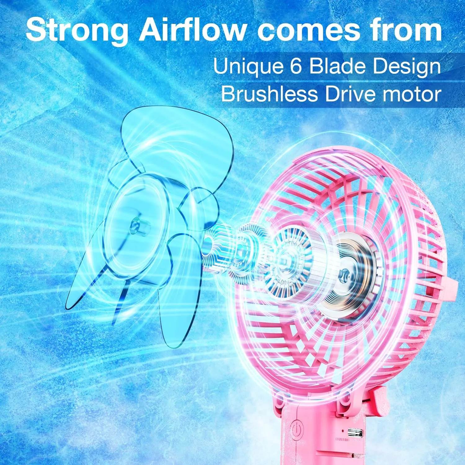 VersionTECH. Portable Handheld Fan, Powerful Durable 4000mAh 180 Foldable, Mini Table Fans with USB Rechargeable Battery Operated Cooling Accessories for Personal Use, Travel, Office Pink