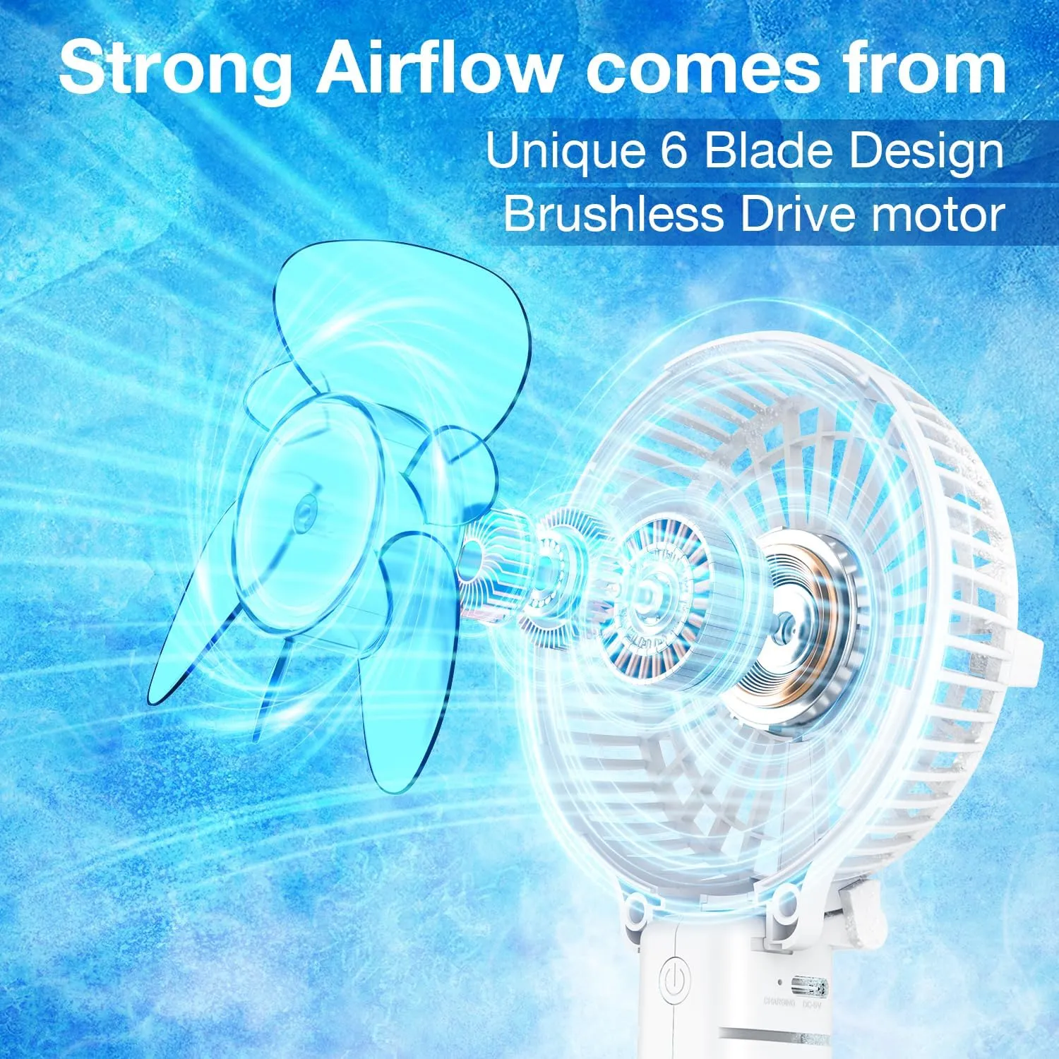 VersionTECH. Portable Handheld Fan, Powerful Durable 4000mAh 180 Foldable, Mini Table Fans with USB Rechargeable Battery Operated Cooling Accessories for Personal Use, Travel, Office White