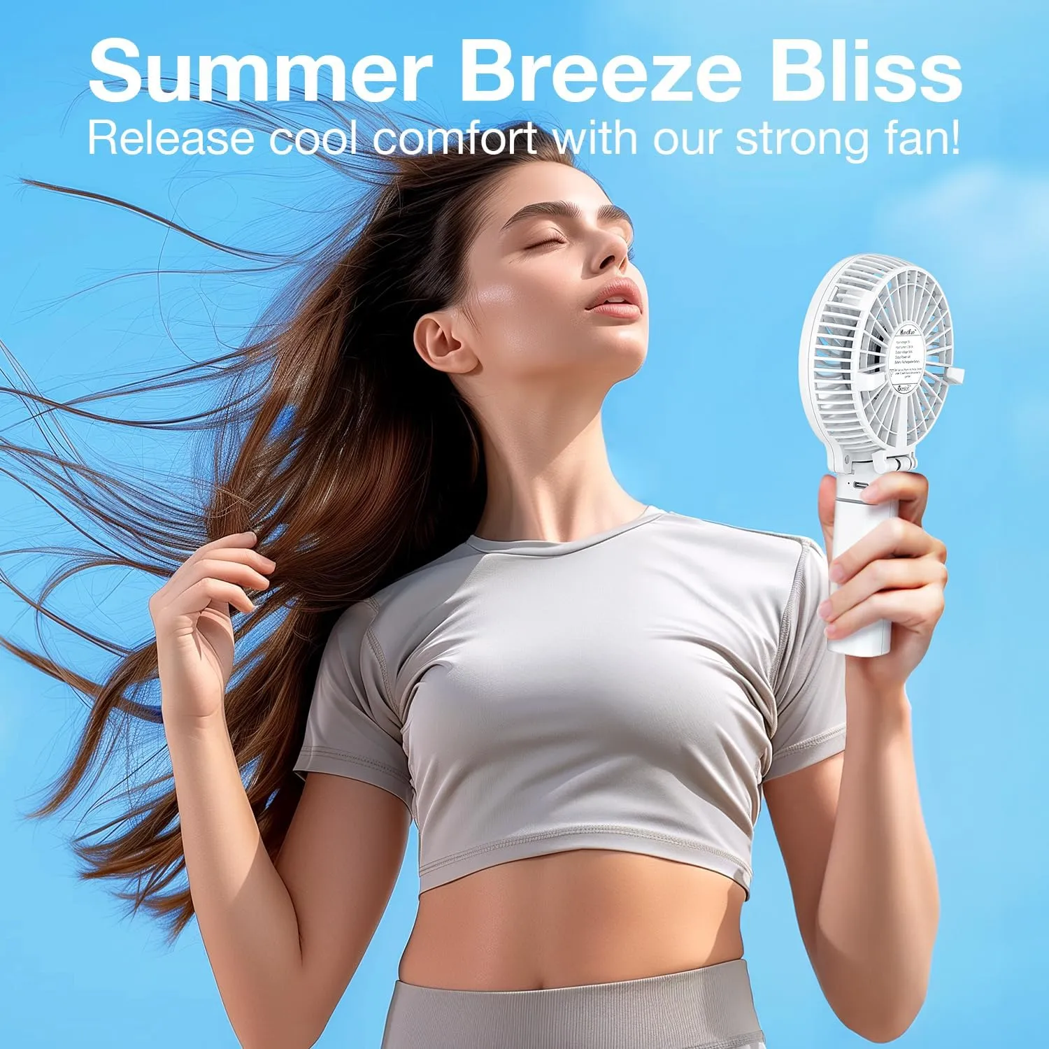 VersionTECH. Portable Handheld Fan, Powerful Durable 4000mAh 180 Foldable, Mini Table Fans with USB Rechargeable Battery Operated Cooling Accessories for Personal Use, Travel, Office White