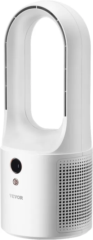 VEVOR Desk Fan Bladeless, 12.99 Inch Kids-Friendly Personal Portable Desk Fan, 6-Speed USB Quiet Cooling Small Tower Fan with Button Control, Blows Cold Air for Office, Home (Battery NOT Included) Small bladeless fan for quiet cooling