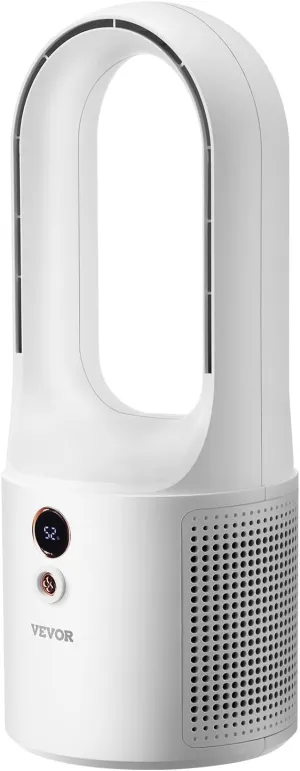 VEVOR Desk Fan Bladeless, 12.99 Inch Portable Desk Fan, 6-Speed USB Quiet Cooling Small Tower Fan with Rechargeable Battery, Easy to Clean & Kids-Friendly, Blows Cold Air for Bedroom, Office, Home Tower bladeless fan for modern homes