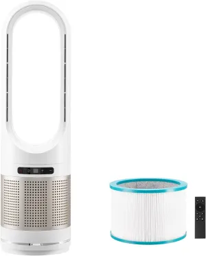 VEVOR Tower Fan Bladeless, 16.4ft/s Velocity Floor Fan that Blows Cold Air, 80 Oscillating 8-Speed Fans, 8H Timer, Standing Fans with H13 HEPA Filtration, Remote Control & Air Purification Mode Small bladeless fan for quiet cooling