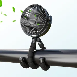 VICTORY & GIFT Portable Stroller Fan Handheld Fan 4 Wind Speeds, 4000mAh360 Rotatable for Travel/Camping/Treadmill/Car Seat/Bedroom Octopus-shaped decorative fan