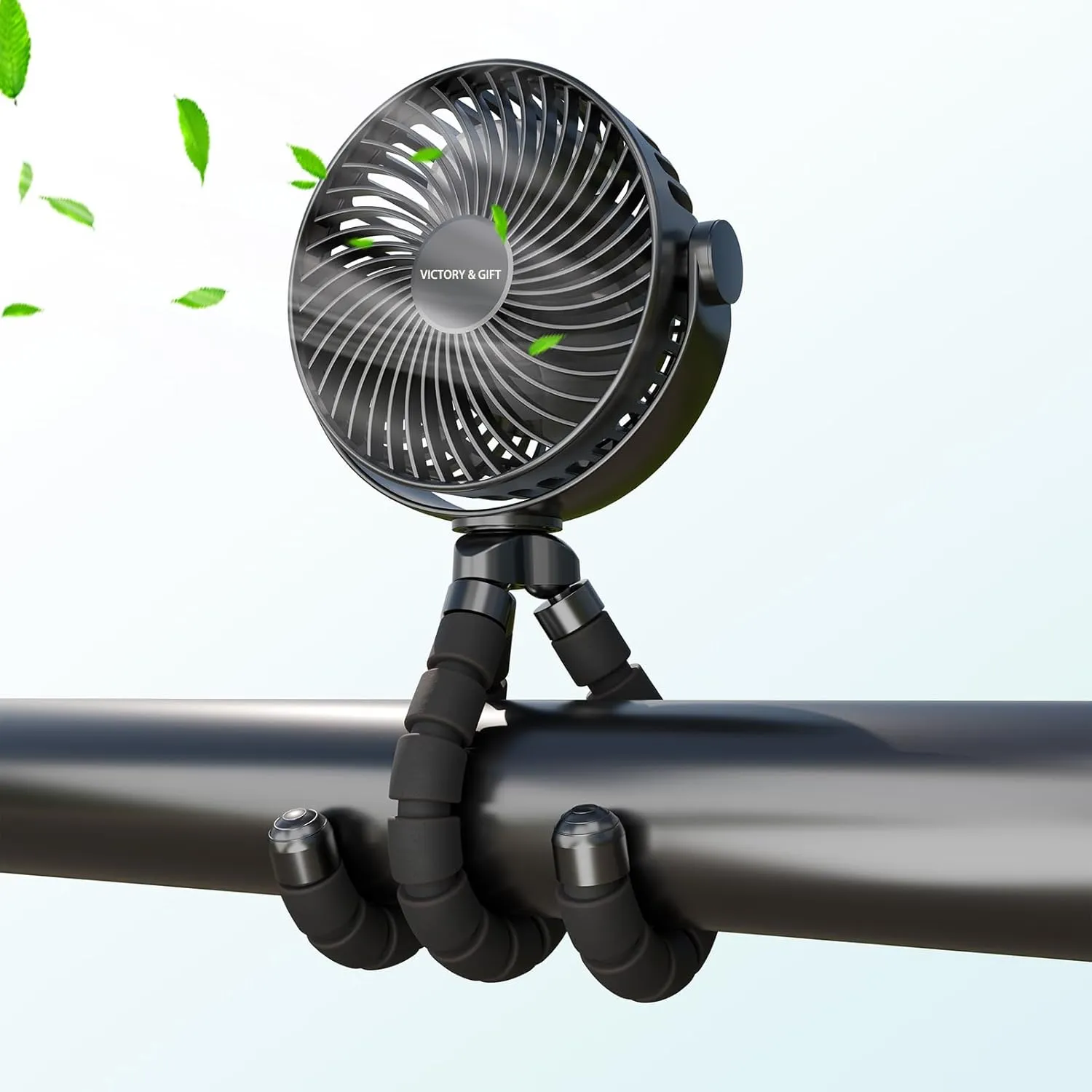 VICTORY & GIFT Portable Stroller Fan Handheld Fan 4 Wind Speeds, 4000mAh360 Rotatable for Travel/Camping/Treadmill/Car Seat/Bedroom Octopus-shaped decorative fan